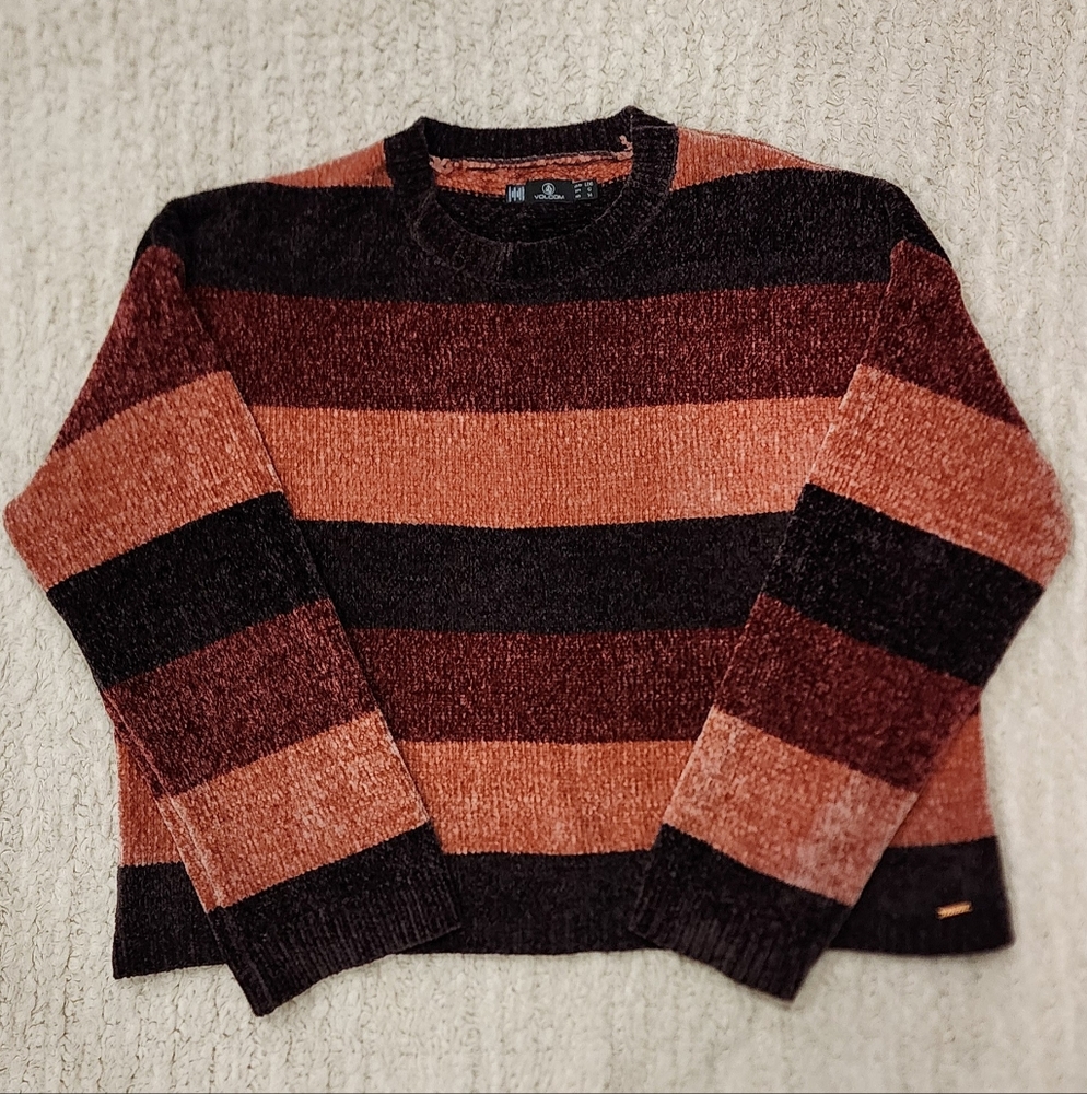 Volcom Striped Cropped Chenile Sweater